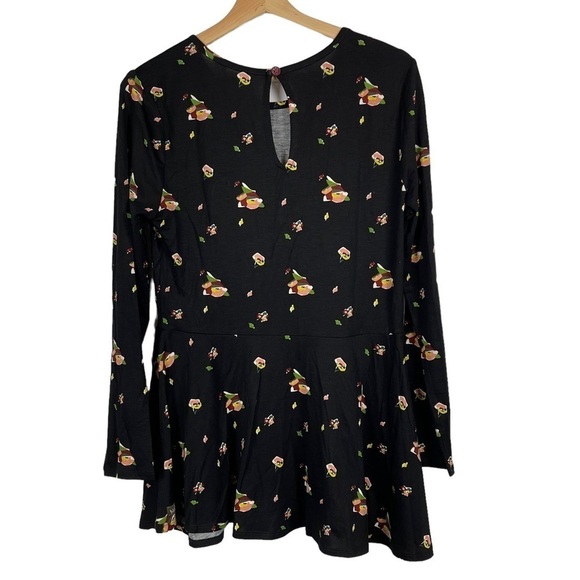 MATILDA JANE PEP IN YOUR STEP FLORAL STRETCH LONG SLEEVE KEYHOLE PEPLUM TOP - Picture 4 of 13